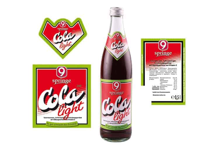 Verpackungsdesign Ettikett der Cola Light der Brauerei Neunspringe