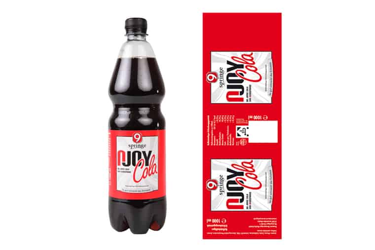 Verpackungsdesign Ettikett der N-Joy-Cola der Brauerei Neunspringe