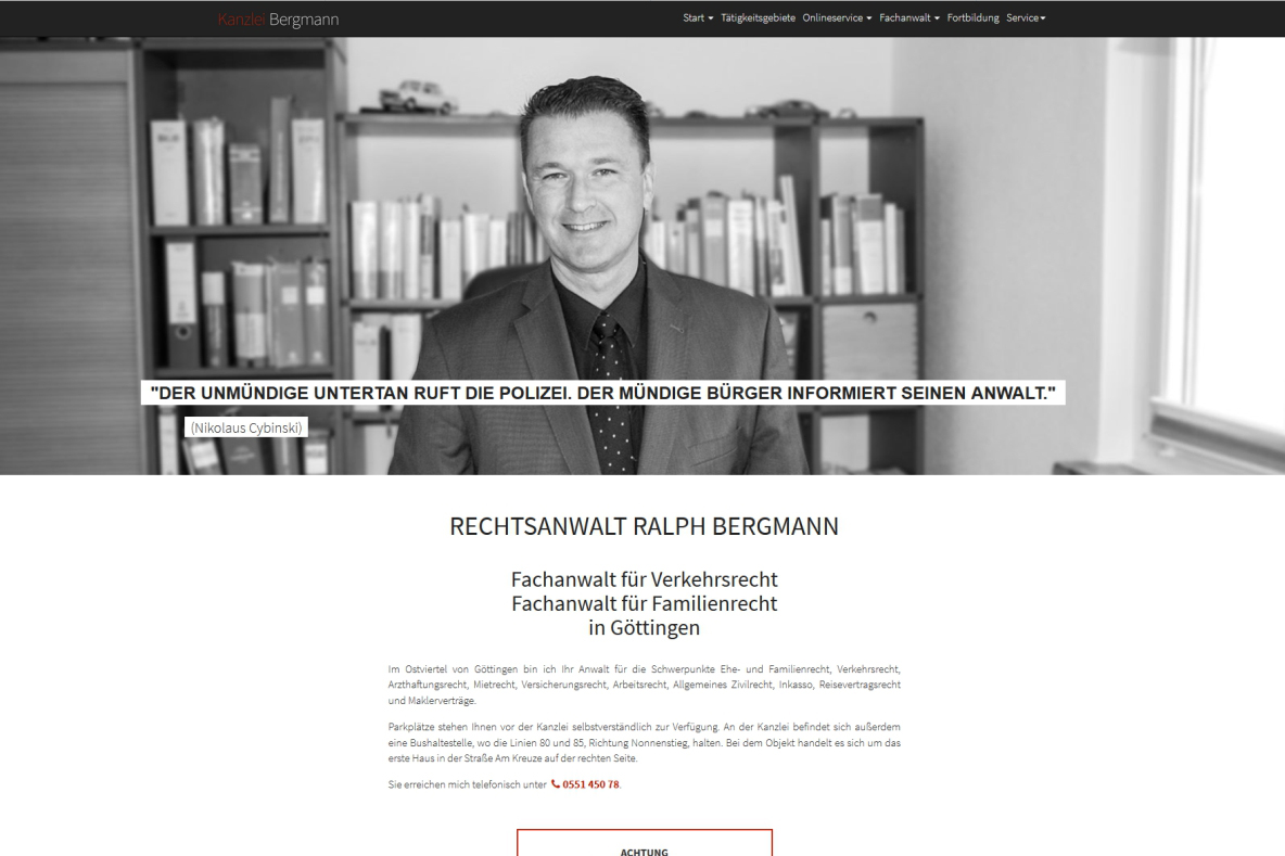 Website, Onlinewerbung, Fachanwalt für Verkehrsrecht, Familienrecht Göttingen