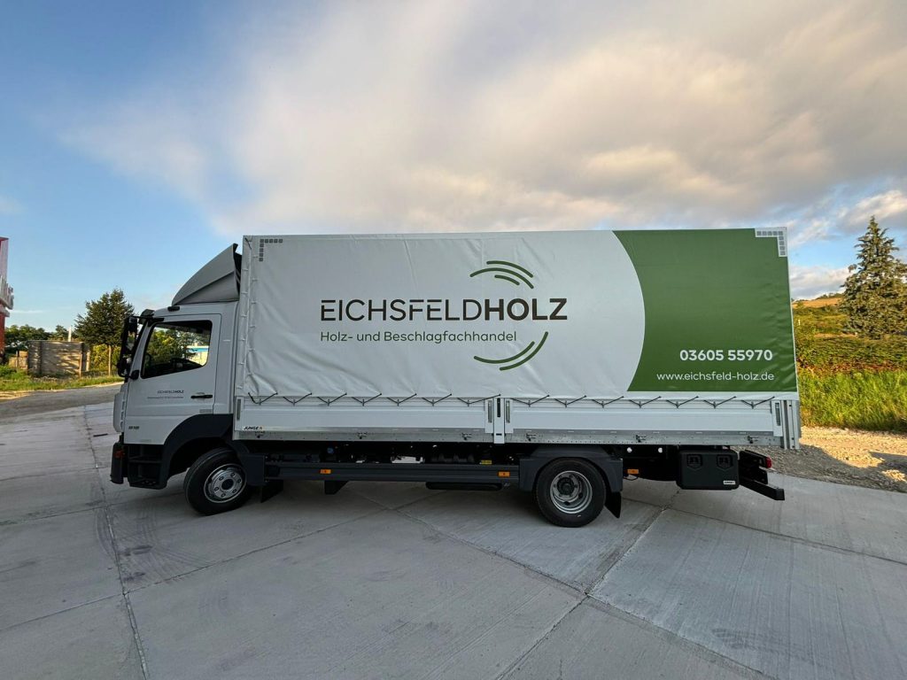eichsfeldholz lkw beschriftung plane schablonendruck linke seite