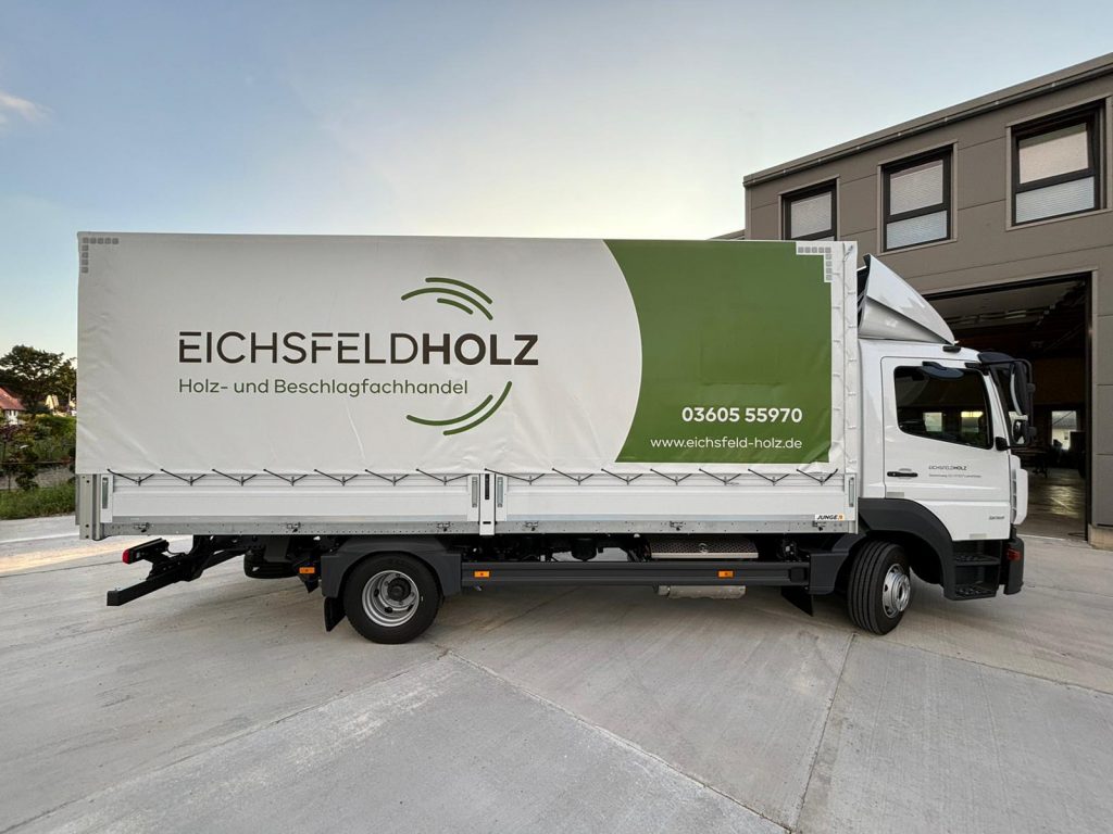 eichsfeldholz lkw beschriftung plane schablonendruck rechte seite
